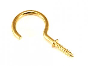 Brass Plated Steel Cup Hook - 27/32" Hole